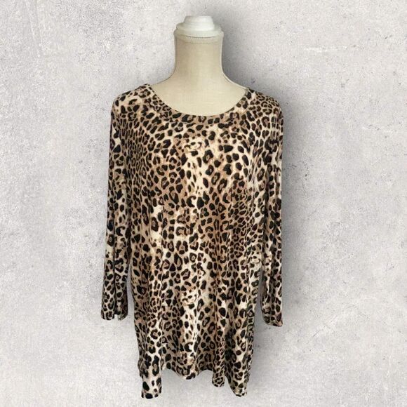 Anne Klein | NWT Women’s Long Length Animal Print Tunic Size XL - Picture 2 of 8